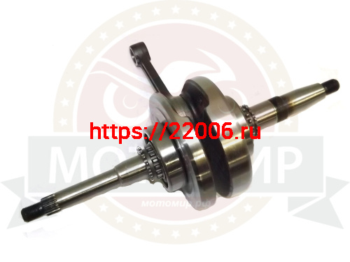 Коленвал 4х такт. GY6-125/150 с подшипниками + 2-е звезды (17 зуб) палец 15мм  (1601) фото 2