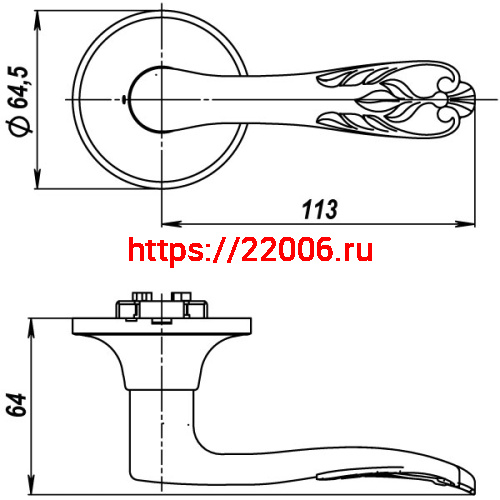 Ручка Punto (Пунто) защелка DK633 SN-ET (6033 SN-E) (кл./фик.) мат. никель фото 3 Ручка Punto (Пунто) защелка DK633 SN-ET (6033 SN-E) (кл./фик.) мат. никель фото 3