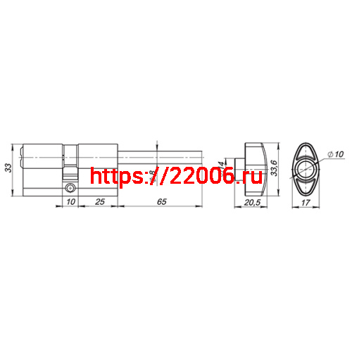 Вертушка Punto (Пунто) на шток цилиндра T.Knob-Z (CB-Z) CP хром фото 3 Вертушка Punto (Пунто) на шток цилиндра T.Knob-Z (CB-Z) CP хром фото 3