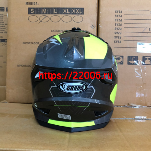 Шлем кроссовый COBRA JK801, №3 серый - лайм, размеры XL фото 3