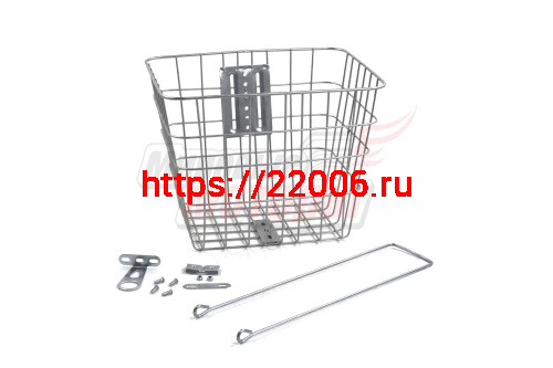 Корзина передняя с крепежом,усиленная (метал. проволока) без крышки, серая Корзина передняя с крепежом,усиленная (метал. проволока) без крышки, серая